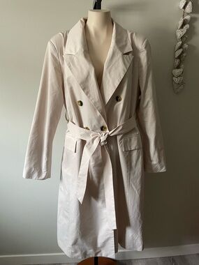 Avec Les Filles Long Cream Trench Coat Belted ANTHRO Plus Size XXL